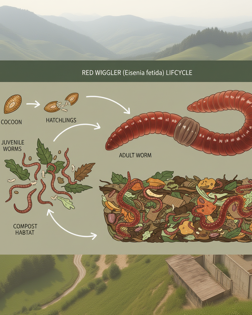 Red Wiggler lifecycle and characteristics