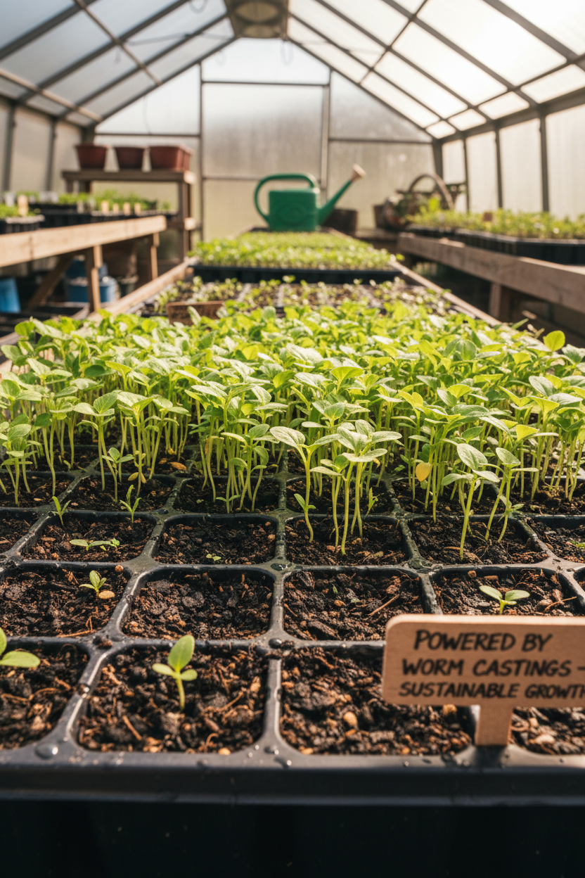 Seedlings in worm casting soil